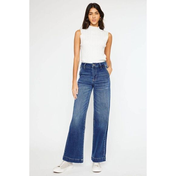 KanCan Size 22 style KC7127MP Celine Ultra High Rise Wide Leg Jeans New - Picture 10 of 11